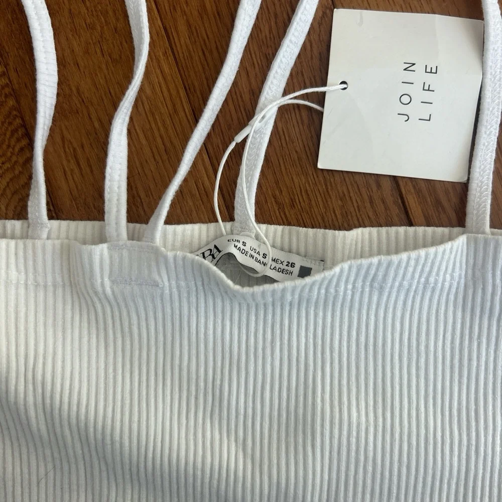 Zara White Ribbed Tank Top - Picture 3 of 5